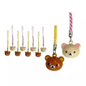 10 TEDDY BEAR BRASS BELL CHARM Rilakkuma Set of 10 Craft Cell Phone Strap Set - Picture 1 of 4
