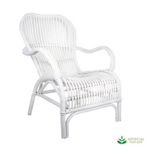 Artificial Fake Plants Seville Rattan Armchair White - Picture 1 of 3