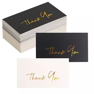 Gold Mini Thank You Cards Small Business - 100 PK - Flat Card No Fold, 2 X 3.5 I - Picture 1 of 6