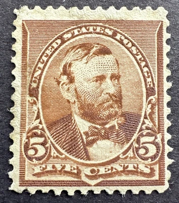US 1890 Scott # 223 MH OG Stamp Ulysses S. Grant 5c - Image 1 of 2