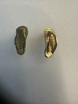 Yellow Gold Flip Flop Beach Sandals Stud Earrings - Image 1 of 4