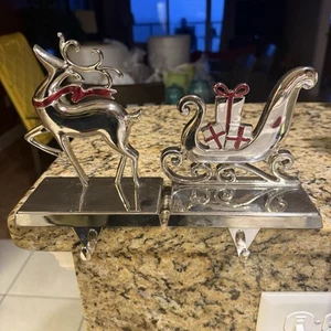 Set Of Sleigh And Reindeer Stocking Holders - Picture 1 of 1