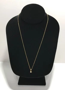14K Yellow Gold Solitaire Brilliant Cut Diamond Petite Pendant Delicate Necklace - Picture 1 of 13