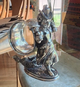 Vintage Reed & Barton Silverplate Napkin Ring Victorian Girl and Dog #1175 - Picture 1 of 14