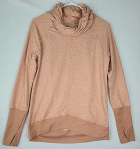 NWOT Zella Gwen Salmon Cowl Twist Neck Pullover Athleisure W/Thumb Holes Size M  - Picture 1 of 9