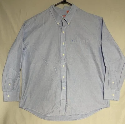 IZOD Men’s 2XL Blue White Crosshatch Shirt Long Sleeve Button Down Casual Dress - Image 1 of 4