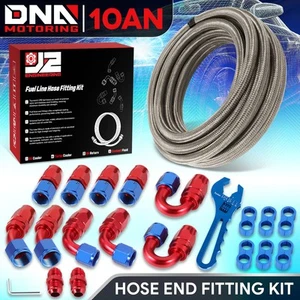 Kits de montaje de extremo de manguera de aceite de acero inoxidable línea de combustible trenzado J2 10AN 25FT plata - Imagen 1 de 7