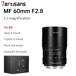 7artisans 60mm F2.8 APS-C MF Macro Prime Lens for Canon EOS-M Sony E Fuji FX M43 - Picture 1 of 18