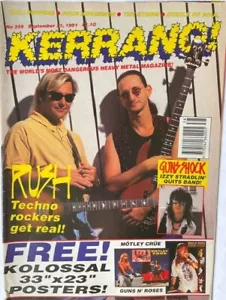 KERRANG! SEPT 21 1991 - RUSH - IZZY STRADLIN QUITS BAND - MOTLEY CRUE - MAGNUM - Picture 1 of 1