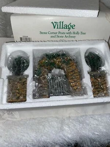 DEPT 56 Heritage Village 2-teilige Eckpfosten aus Stein mit Torbogen & Originalkarton - Bild 1 von 5
