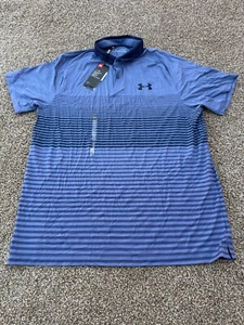 Under Armour Polo Mens L Blue Short Sleeve Casual Stretch Golf Golfer Men NWT - Picture 1 of 13