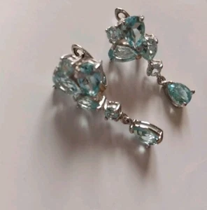 Sky Blue Topaz Earrings 9x6 mm - Picture 1 of 5