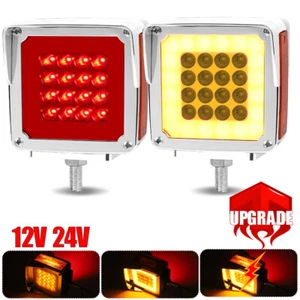 2X 4.5" Amber/Red LED Side Marker Light Dual Face Turn Signal Lamp Truck Trailer - Picture 1 of 14