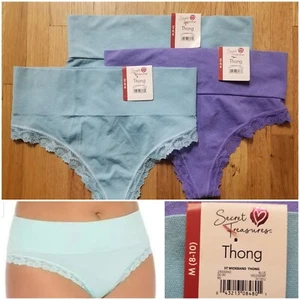 NEW Lot of 3 SECRET TREASURES Women's M 8-10 Wide Band Seamless Thong Panties - Picture 1 of 6