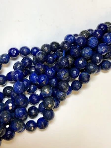 Splendide perle di pietra preziosa lapislazzuli sfaccettate 6 mm filo 15" - Foto 1 di 1