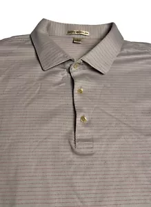 Peter Millar Polo Camicia Golf Manica Corta Grigio Pois Uomo L - Foto 1 di 5