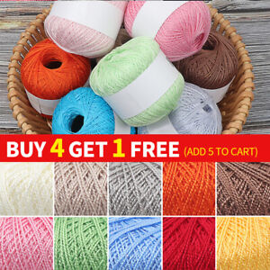 50g Lace Crochet Cotton 2 Ply Knitting Crochet Yarn DIY UK