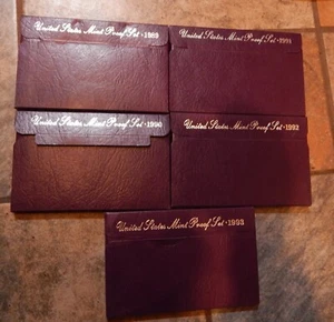 1989 Through 1993 United States Proof Coin Sets Collection of 5 sets - Picture 1 of 1