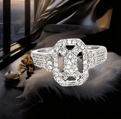 Anillo de diamantes de oro blanco macizo l0k Foto 1 de 4