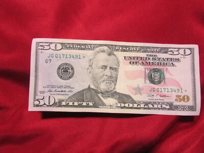 RARE! ✯$50 Star Note Federal Reserve Note Year 2009 United States Flag - Image 1 of 4