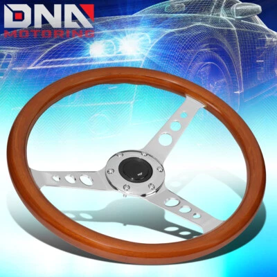 35CM 2"DEEP DISH STAINLESS STEEL SPOKES 6-BOLT CLASSIC WOOD GRAIN STEERING WHEEL - Imagem 1 de 4