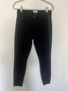 Studio Blue Jeans Skinny schwarz Smoking Streifen roher Saum Jeans Damen Größe 28 neu ohne Etikett - Bild 1 von 5