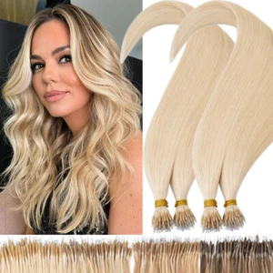 CLEARANCE Thick 100G Nano Rings Tip Russian Blonde Remy Human Hair Extensions - Picture 1 of 34