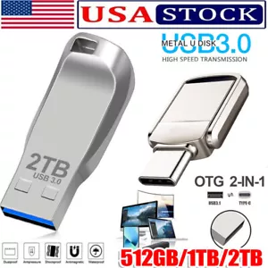 1TB 2TB Type C/USB-A USB 3.0 Flash Drive Thumb Drive Memory Stick for PC Laptop - Picture 1 of 26