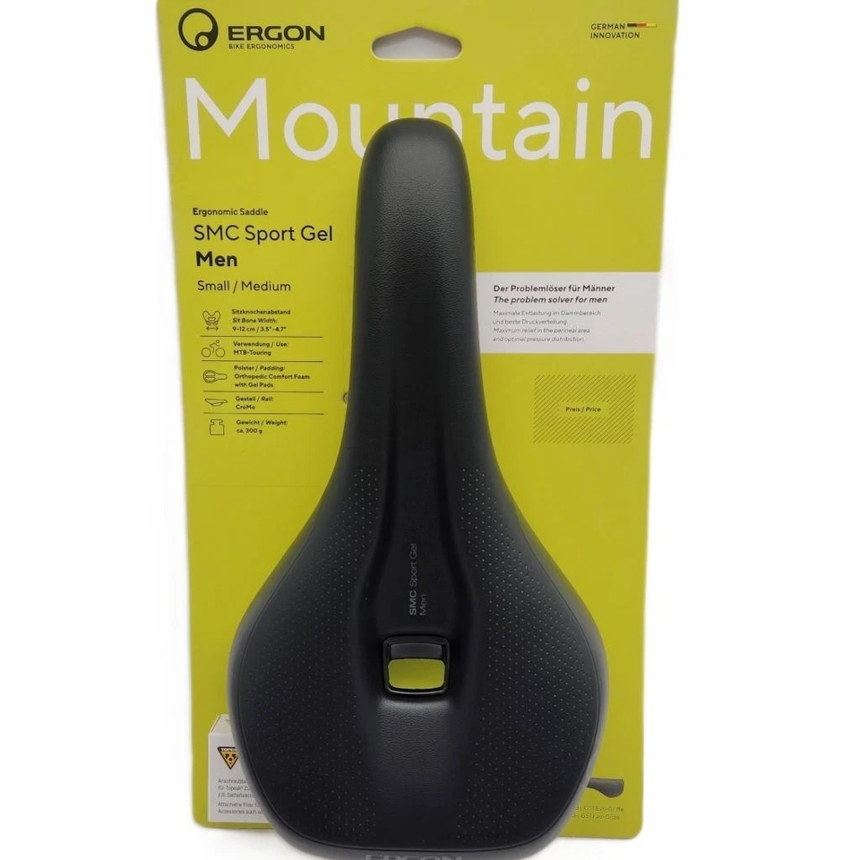 Ergon SMC Sport Gel Mens Bicycle Saddle Small/Medium Chromoly Stealth Black Seat - Image 1 of 3