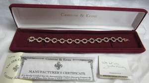 Camrose & Kross 925 Gold Tone Bracelet w/ Rhinestones in Box Signed - Picture 1 of 7
