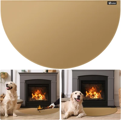 FLASLD Fireproof Fireplace Hearth Mat 24×42Inch Half Round Hearth Rug Protects F