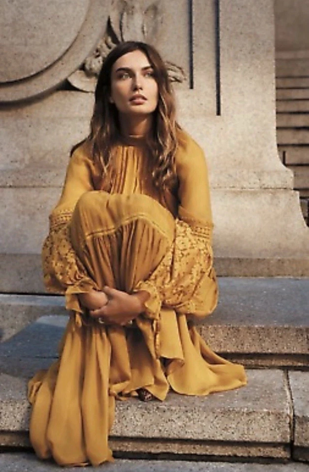 Vestido maxi Anthropologie x ATSU andaluz em mel tamanho M boho chique fada - Imagem 1 de 4