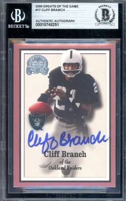 Cliff Branch Beckett BAS Signed 2000 Fleer Greats of The Game Autograph Raiders - Image 1 of 2