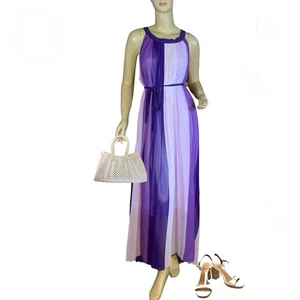 WOMEN'S NEW YORK & CO PURPLE STRIPED FLOWY MAXI TENT DRESS NWT SZ XL - Picture 1 of 10