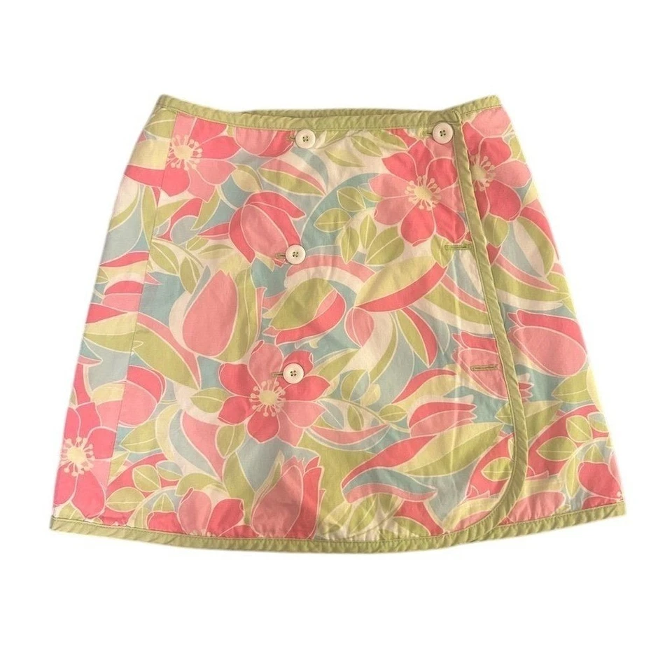 Falda envolvente reversible Gymboree para niñas talla 6 estampado floral flamenco playa tropical Foto 1 de 4