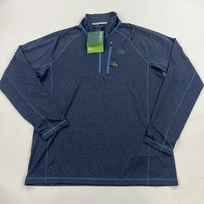 NUEVA Camiseta Para Hombre LL BEAN Access Trail, Cuarto de Cremallera Carbono Azul Marino Talla Mediana Foto 1 de 4