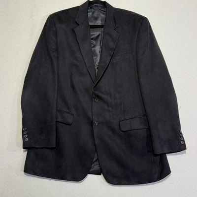 Chaps Ralph Lauren Hombres 42L Negro Poliéster Blazer Chaqueta Traje Abrigo Imitación Gamuza Foto 1 de 4