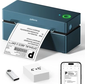 Polono PL80E Bluetooth Thermal Label Printer - Prints 4x6 Shipping Labels - Grey - Picture 1 of 6
