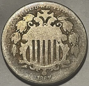 1867 5C No Rays Shield Nickel - G/VG Details. (lot 73) - Picture 1 of 2