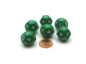 Pack of 6 D12 'Jester' Dice - Green with White Numbers - Picture 1 of 1