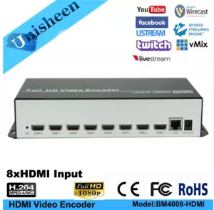 8 Kanal HDMI Encoder H.264 Video Encoder für RTMP/RTSP/HTTP/UDP IPTV Live Streaming - Bild 1 von 6