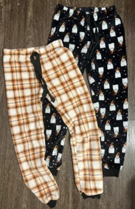 Modern Medium kids pajama bottoms pjs soft fleece Halloween Plaid Orange Black M - Picture 1 of 6