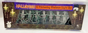 Halloween Skeleton String Lights Vintage 10 Flickering Decorations Decor Works - Picture 1 of 7