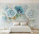 3d Embossed Blue Floral Self-adhesive Removable Wallpaper Murals Wall