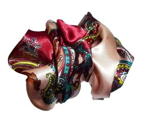 Rose pink burgundy satin Ladies Hair Barrette scarf Hand crafted over sized - Picture 1 of 4