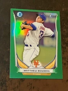 MATTHEW BOWMAN prospect rc 2014 Bowman Chrome BCP72 GREEN REFRACTOR #d /75 Mets - Picture 1 of 2