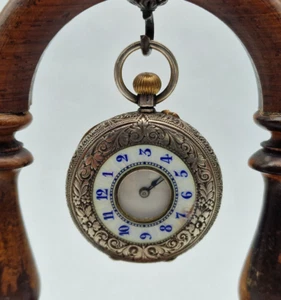 RELOJ BOLSILLO ANTIGUO PLATA MACIZA Y ESMALTE 35 MM. - Imagen 1 de 6