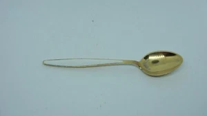 VINTAGE GEORG JENSEN STERLING SILVER GREEN ENAMEL 3 3/4" GILDED DEMITASSE SPOON - Picture 1 of 3