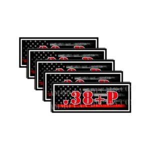 .38+P Calcomanía Caja de Municiones Pegatina Línea Roja Bandera Americana - Paquete de 5 - Imagen 1 de 2