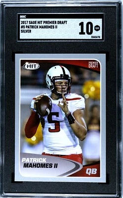 2017 SAGE Hit Premier Draft Silver Patrick Mahomes SGC 10 RARE Chiefs Rookie - Image 1 of 2
